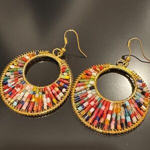 Colorful Beaded Hoop Earrings